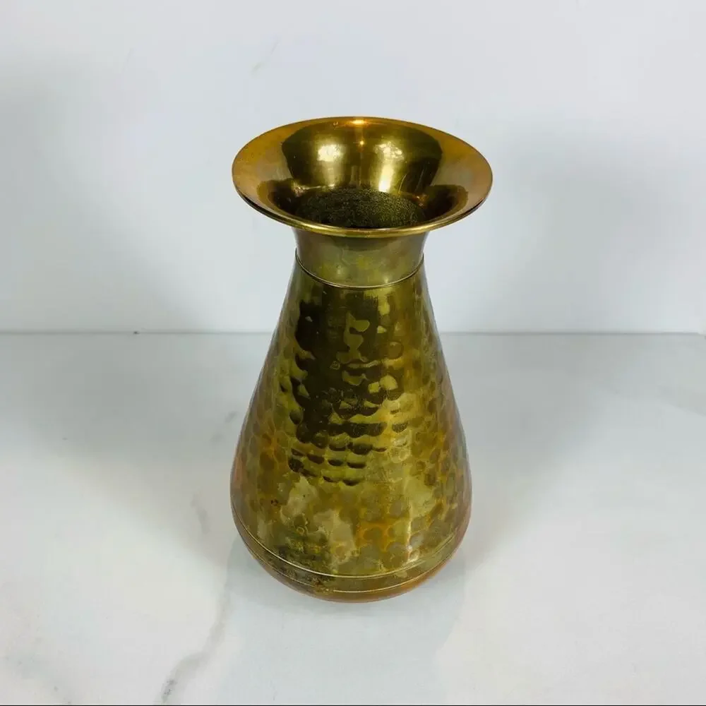 Hammered Brass Vase 7.5